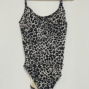 Leopard Print One-Piece Swimsuit Sz 12/14